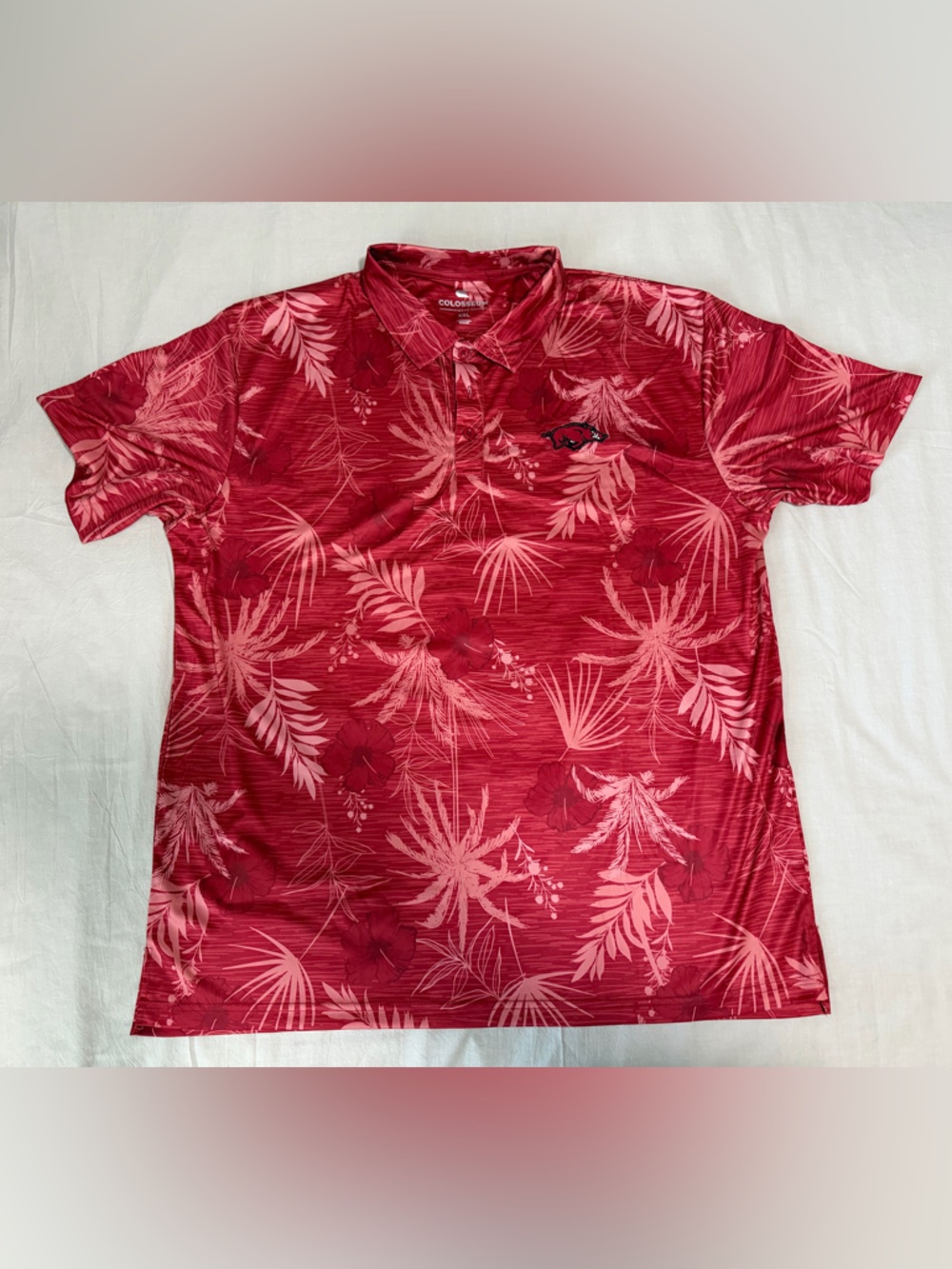 Colosseum Arkansas Razorbacks Men's Floral Polo, Red, Size XXL